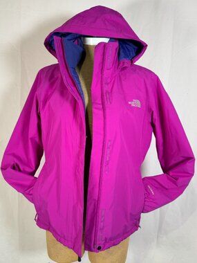 The North Face Women’s HyVent Jacket Fuscia Waterproof Full Zip Hooded Coat Sz S
